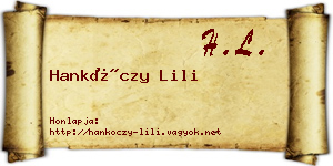 Hankóczy Lili névjegykártya